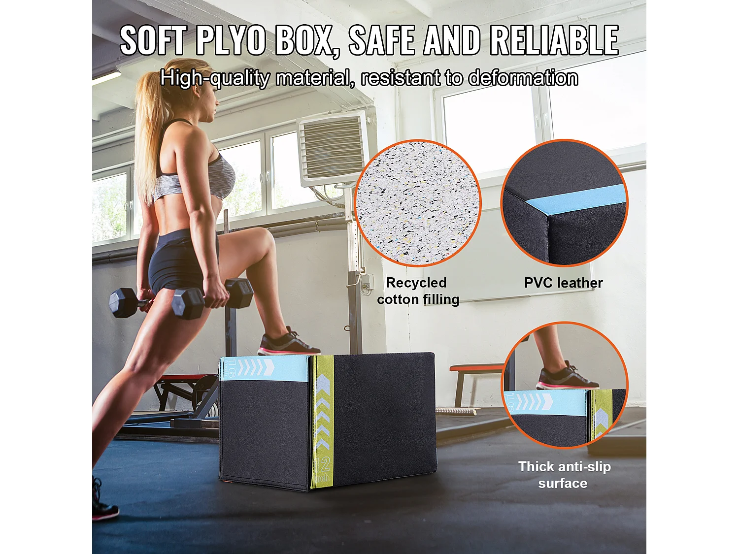 Boîte de Saut Pliométrique SucceBuy, 3 en 1, Boîte à Saut 40 cm 35 cm 30 cm, pour Entraînement Pliométrique Step-up