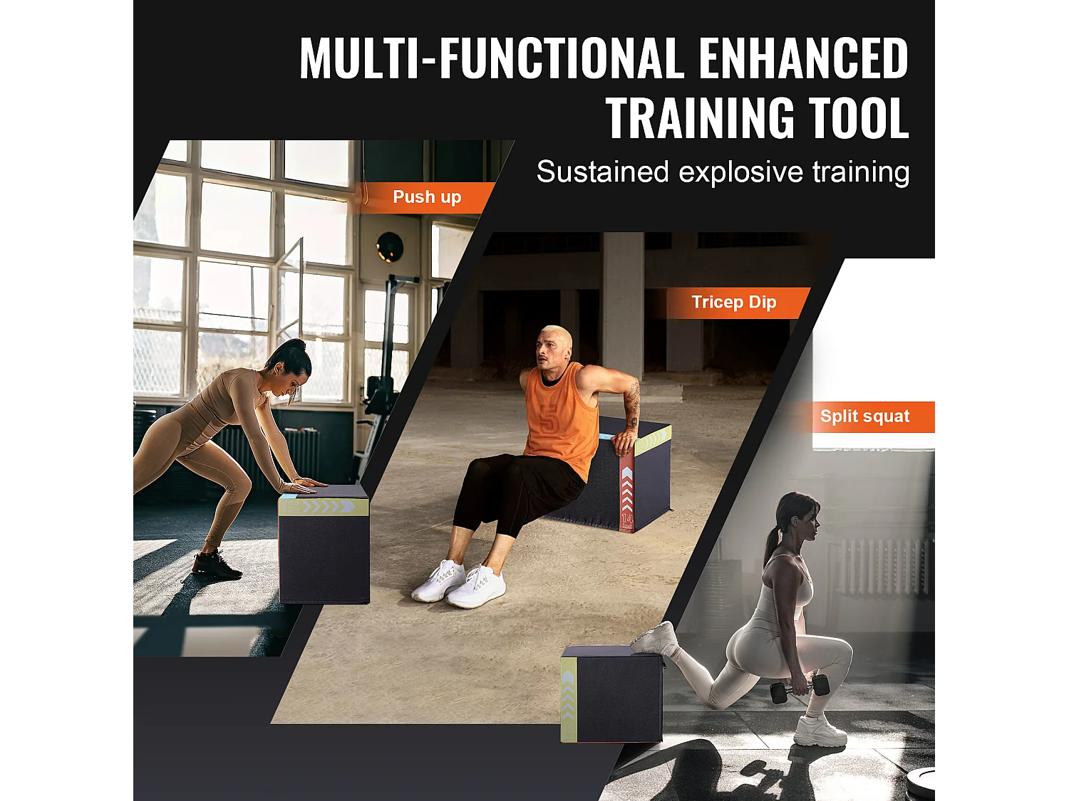 Boîte de Saut Pliométrique SucceBuy, 3 en 1, Boîte à Saut 40 cm 35 cm 30 cm, pour Entraînement Pliométrique Step-up