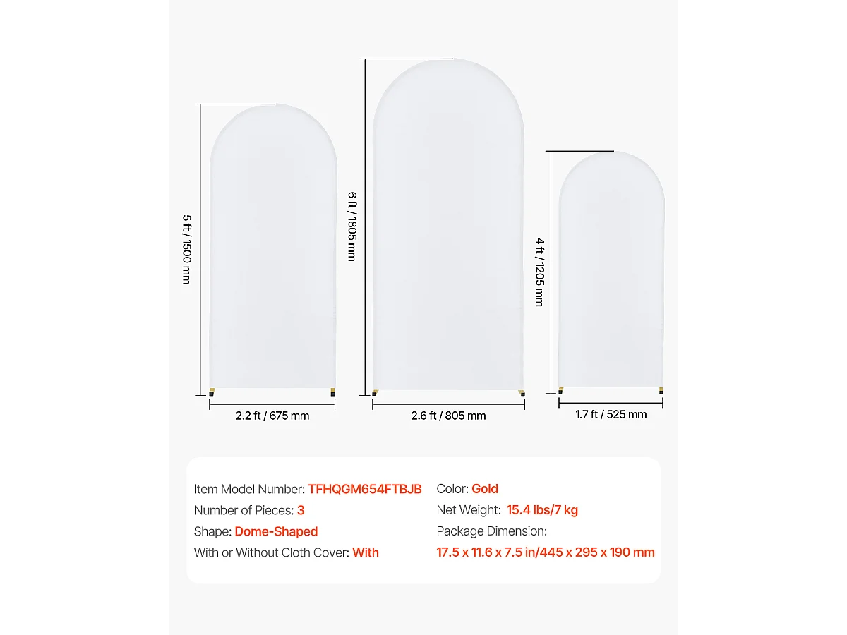 Support de Fond Arche Métallique SucceBuy avec Gaze de Qualité Supérieure pour Mariage, Lot de 3
