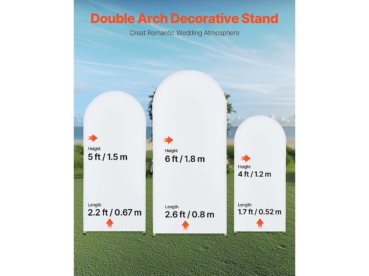 Support de Fond Arche Métallique SucceBuy avec Gaze de Qualité Supérieure pour Mariage, Lot de 3