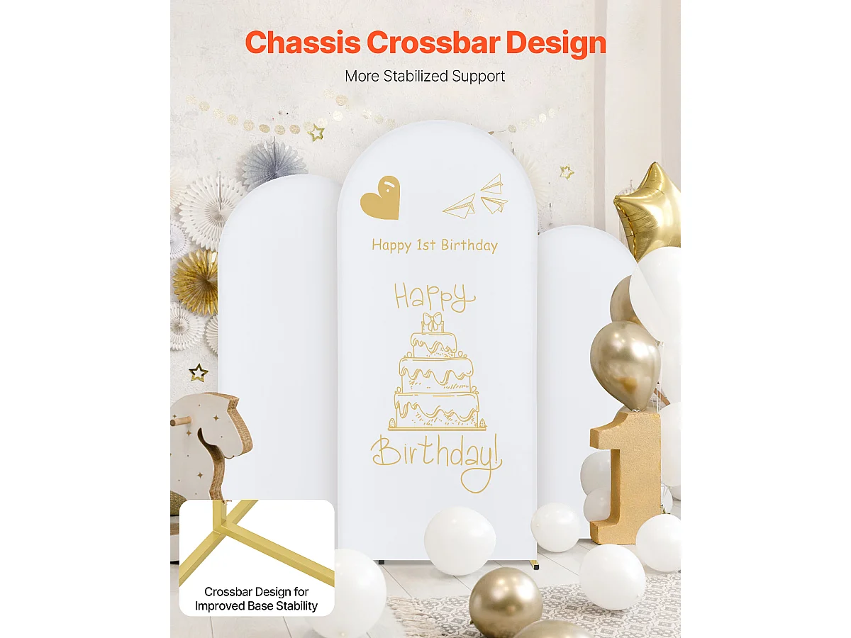 Support de Fond Arche Métallique SucceBuy avec Gaze de Qualité Supérieure pour Mariage, Lot de 3