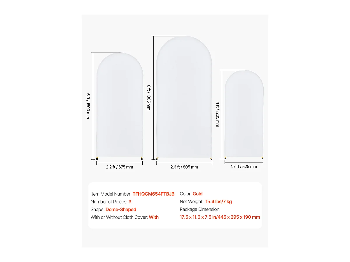Metalen Booghouder SucceBuy met Hoogwaardig Gaas voor Bruiloften, Set van 3