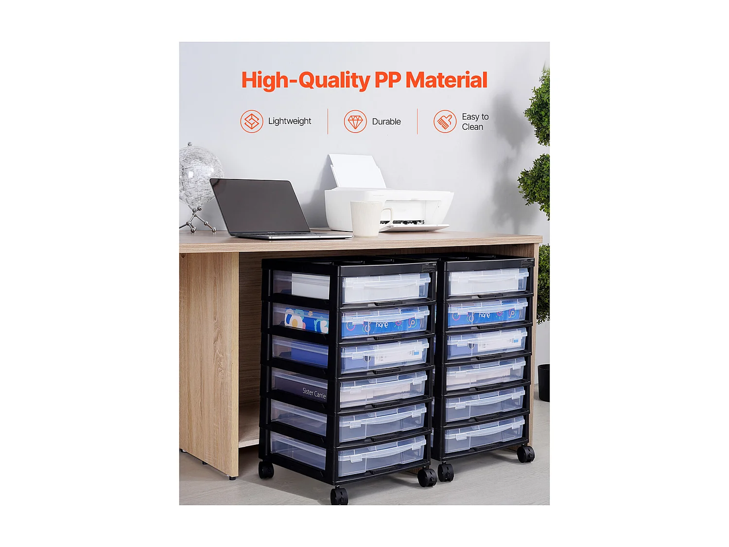 Plastic Bureau-Opbergdoos SucceBuy, met 6 Niveaus voor Scrapbooking, Grote Capaciteit met Opbergbakje, Zwart