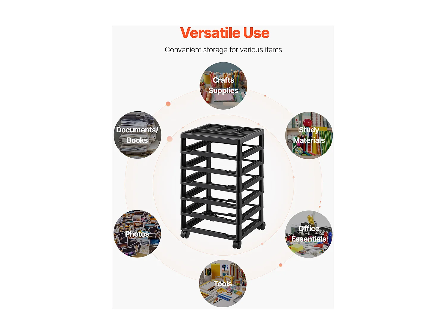 Plastic Bureau-Opbergdoos SucceBuy, met 6 Niveaus voor Scrapbooking, Grote Capaciteit met Opbergbakje, Zwart