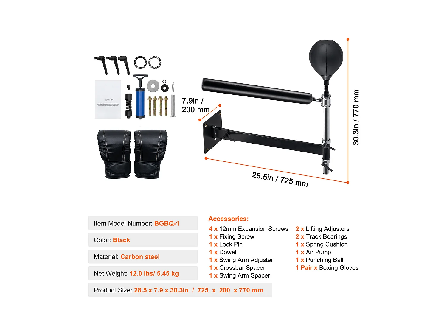 Roterende Bokszak voor Wandmontage SucceBuy , Instelbare Reflexsnelheidstrainer, Boksuitrusting voor Kickboksen, MMA, Fitness