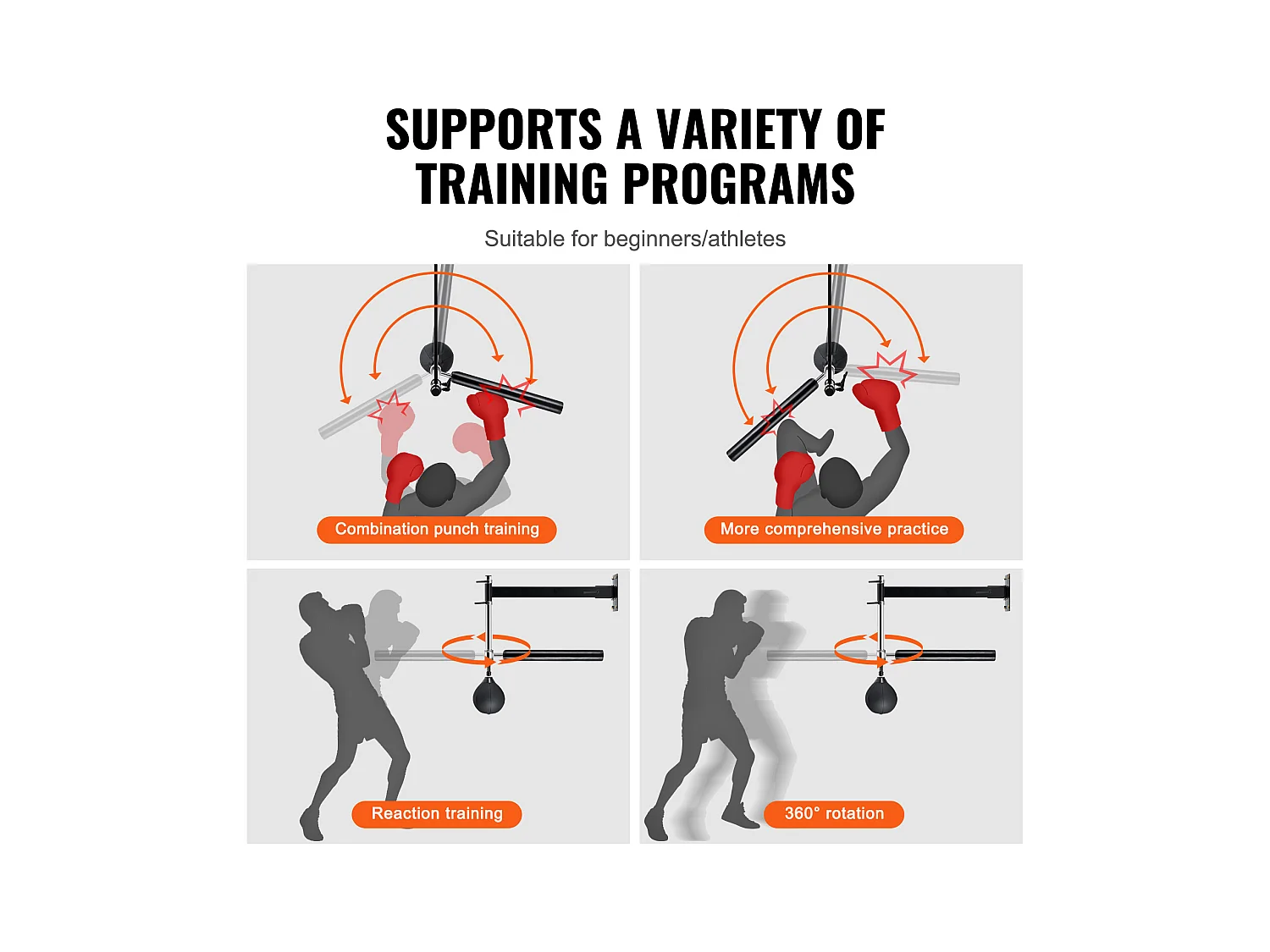 Roterende Bokszak voor Wandmontage SucceBuy , Instelbare Reflexsnelheidstrainer, Boksuitrusting voor Kickboksen, MMA, Fitness