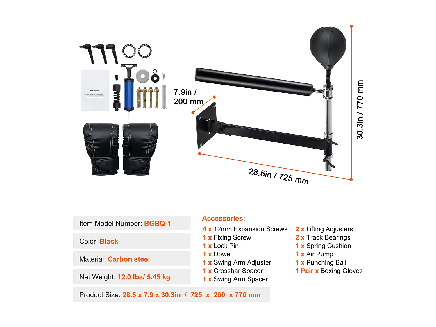 Barra de Boxeo Rotativa de Fijación de Pared SucceBuy, Entrenador de Velocidad de Reflejos Ajustable