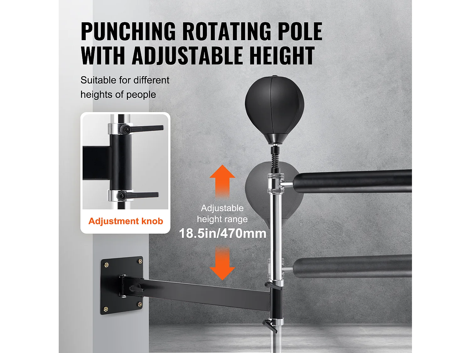 Barra de Boxeo Rotativa de Fijación de Pared SucceBuy, Entrenador de Velocidad de Reflejos Ajustable