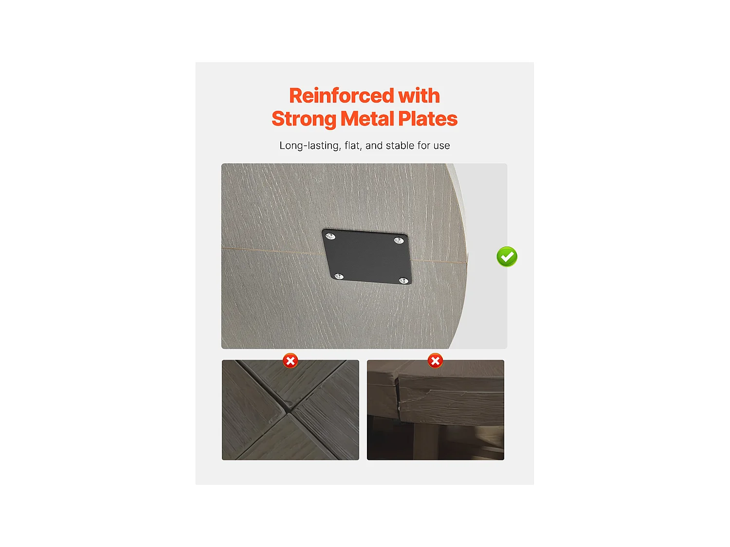 Ensemble Tafel SucceBuy Ronde Eettafel, 119 cm, Houten Eettafel voor 2-4 Personen, Modern Rond Meubel met Opbergplank en Metalen Poten, Grijs (Alleen Tafel)