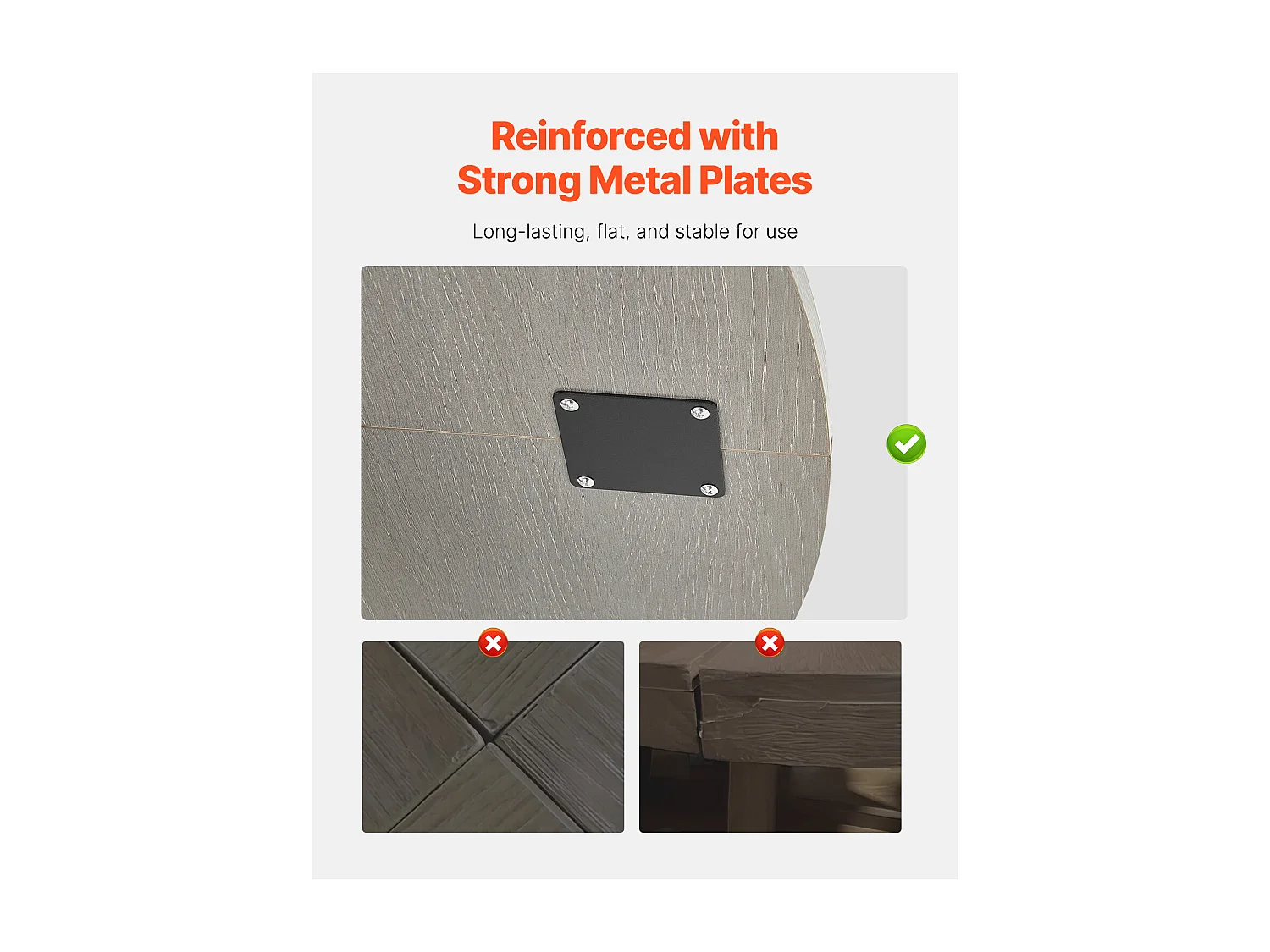 Ensemble Tafel SucceBuy Ronde Eettafel, 119 cm, Houten Eettafel voor 2-4 Personen, Modern Rond Meubel met Opbergplank en Metalen Poten, Grijs (Alleen Tafel)