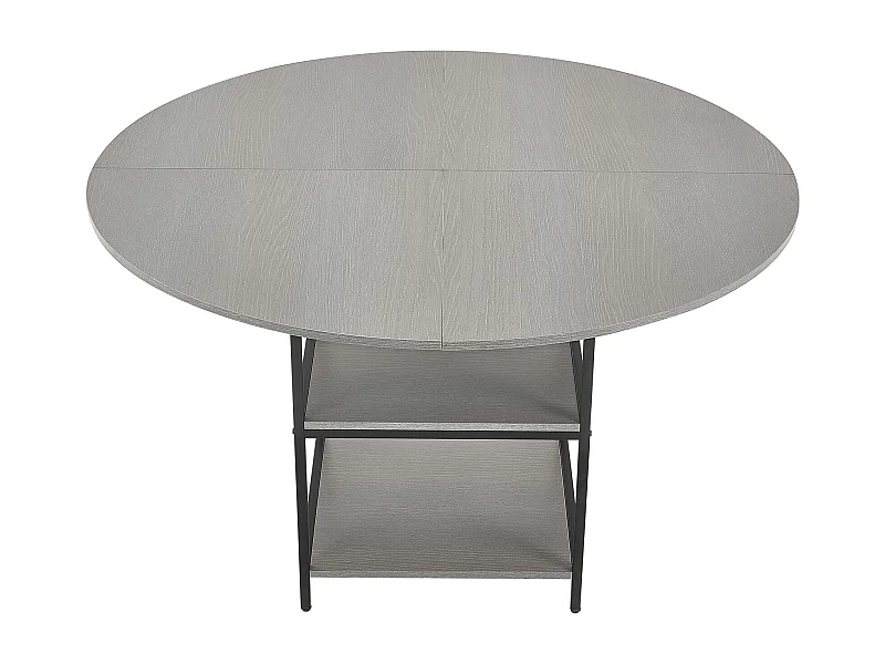 Ensemble Table SucceBuy Table Ronde en Bois de 119 cm pour 2 à 4 Personnes (Table Uniquement), Mobilier Circulaire Moderne avec Étagère de Rangement