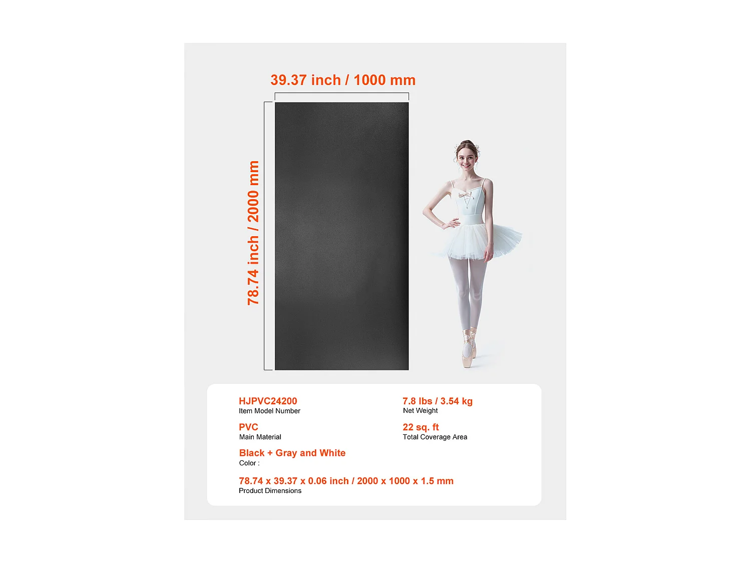 Mata SucceBuy do Jogi z PVC Siłownia 201cm x 91cm do Pilatesu i Fitnessu, Antypoślizgowa Mata Treningowa o Grubości 1,5 mm do Domu, Studia