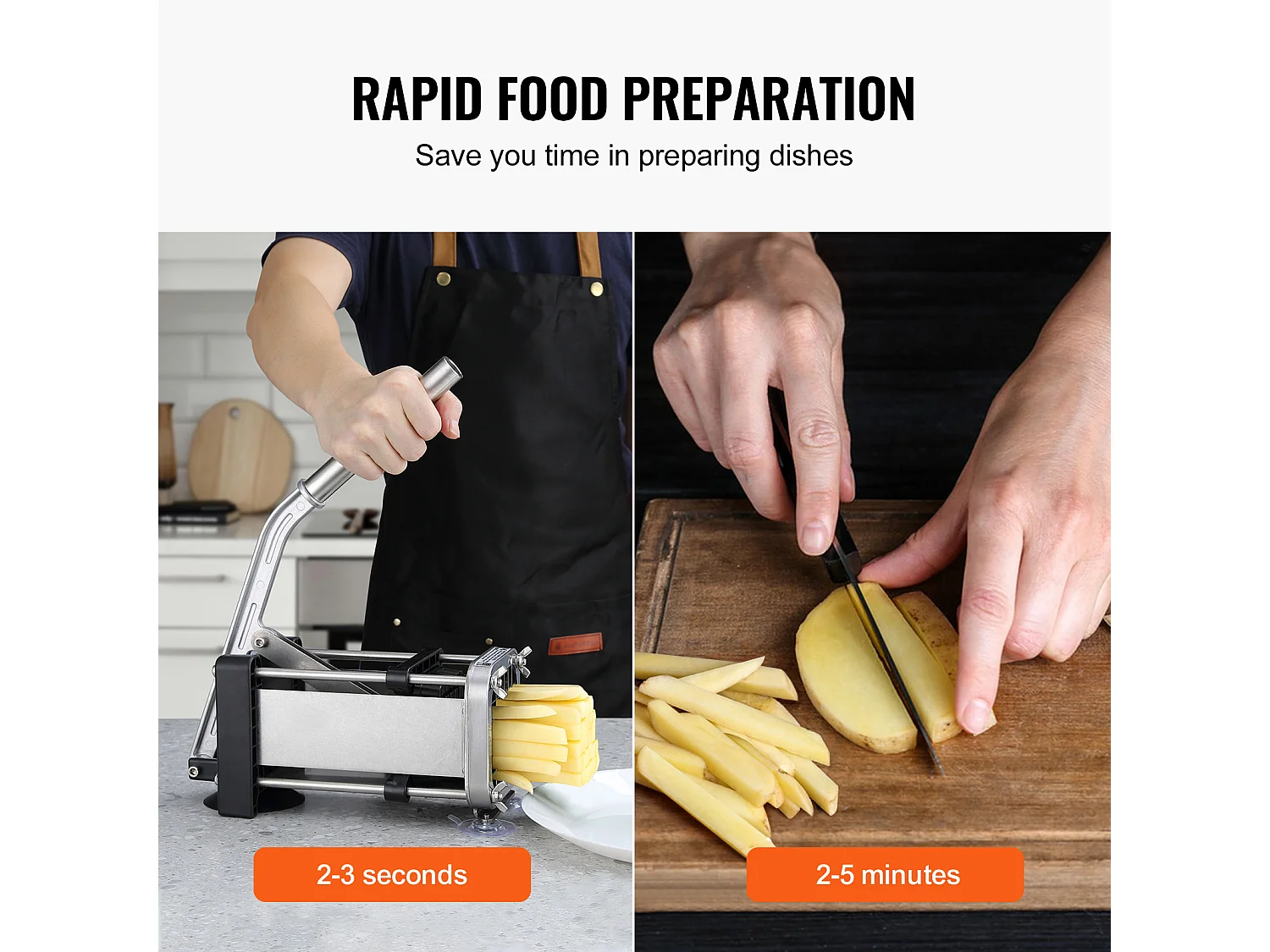 Coupe-frites et Légumes, SucceBuy Coupe-frites, Trancheuse à Pommes de Terre et Légumes en Acier Inoxydable avec Lame