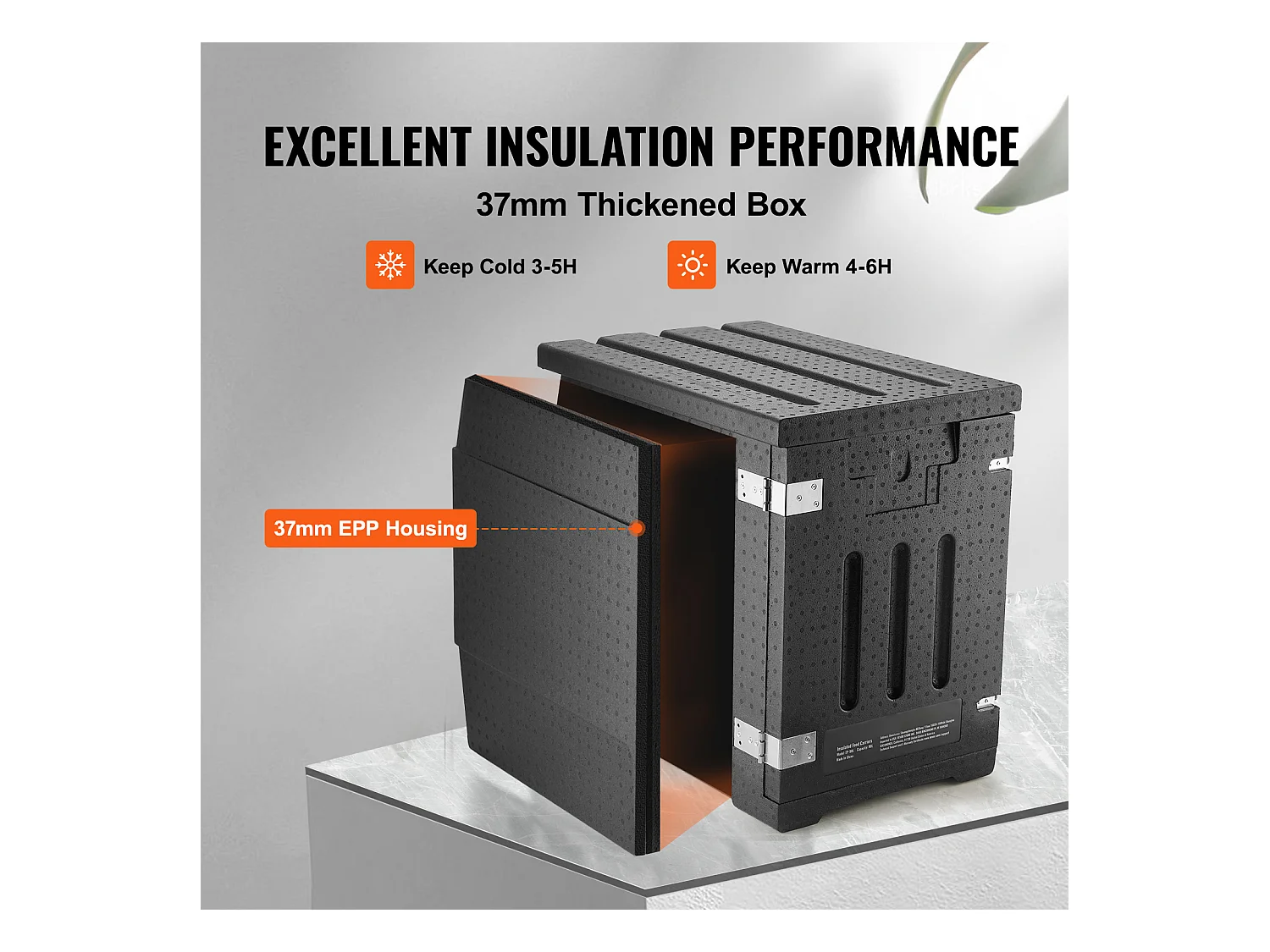 Boîte de Transport Isolé SucceBuy, Conteneur Alimentaire Isolé  78 L, Transport Portable Noir à Chargement Frontal