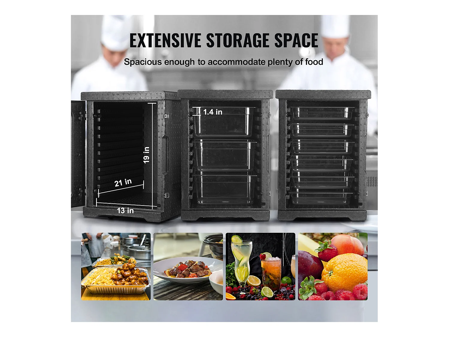 Boîte de Transport Isolé SucceBuy, Conteneur Alimentaire Isolé  78 L, Transport Portable Noir à Chargement Frontal