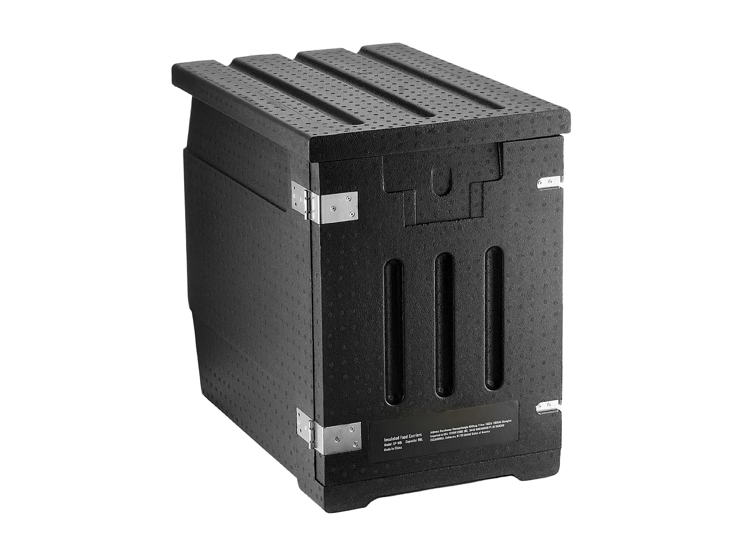 Caixa de Transporte Isolado SucceBuy, Contêiner Alimentar Isolado 78 L, Transporte Portátil Negro com Carga Frontal