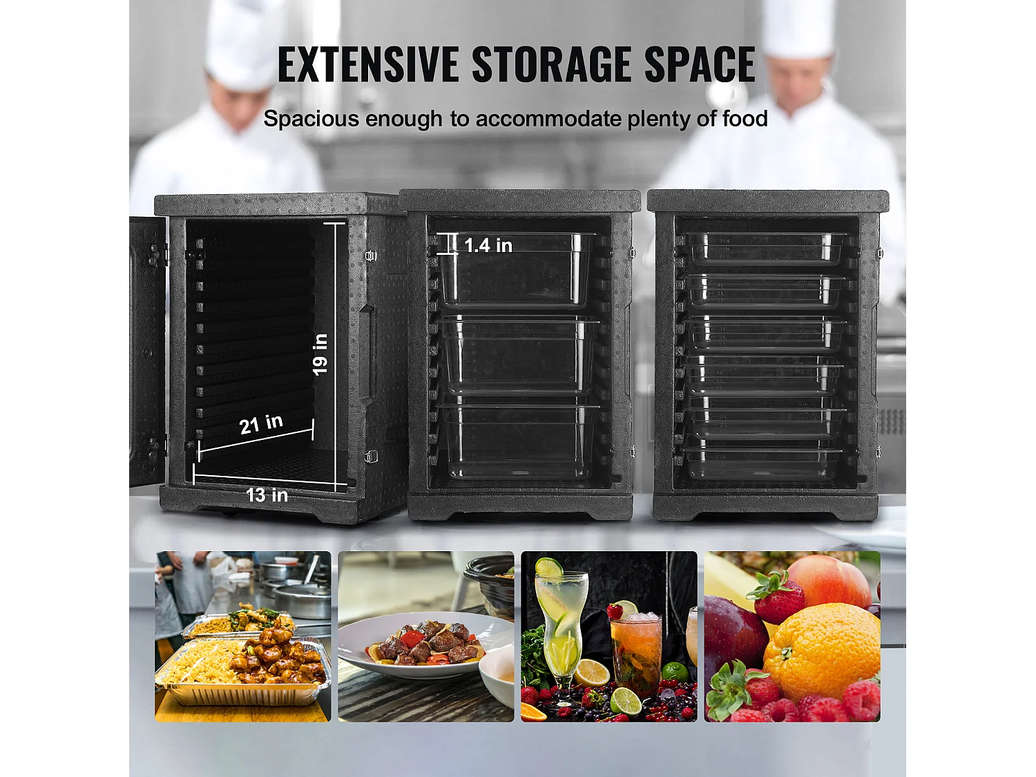 Caixa de Transporte Isolado SucceBuy, Contêiner Alimentar Isolado 78 L, Transporte Portátil Negro com Carga Frontal