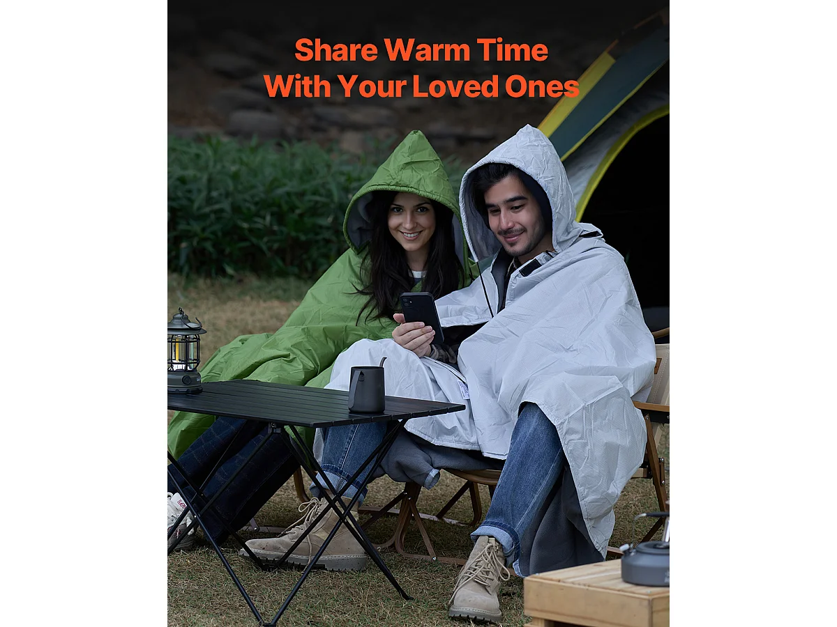 Couverture de Camping SucceBuy, 200.66cm x 149.86cm, Portable et Chaude, Idéale pour l'Extérieur en Gris Clair