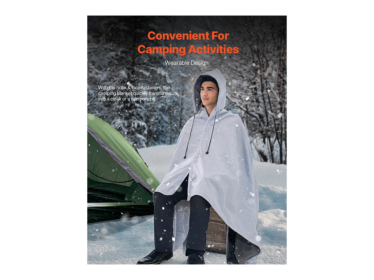 Coperta da Campeggio SucceBuy, 200,66 cm x 149,86 cm, Portatile e Calda, Ideale per Esterni in Grigio Chiaro