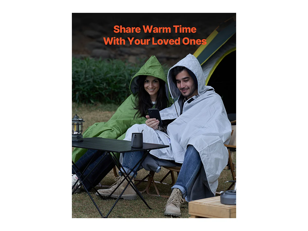 Coperta da Campeggio SucceBuy, 200,66 cm x 149,86 cm, Portatile e Calda, Ideale per Esterni in Grigio Chiaro