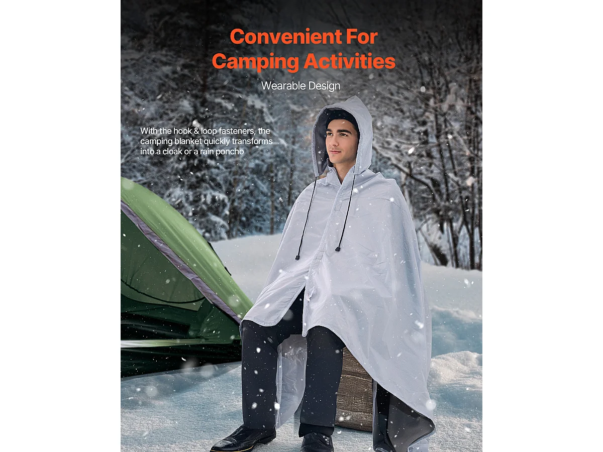 Couverture de Camping SucceBuy, 200.66cm x 149.86cm, Portable et Chaude, Idéale pour l'Extérieur en Gris Clair