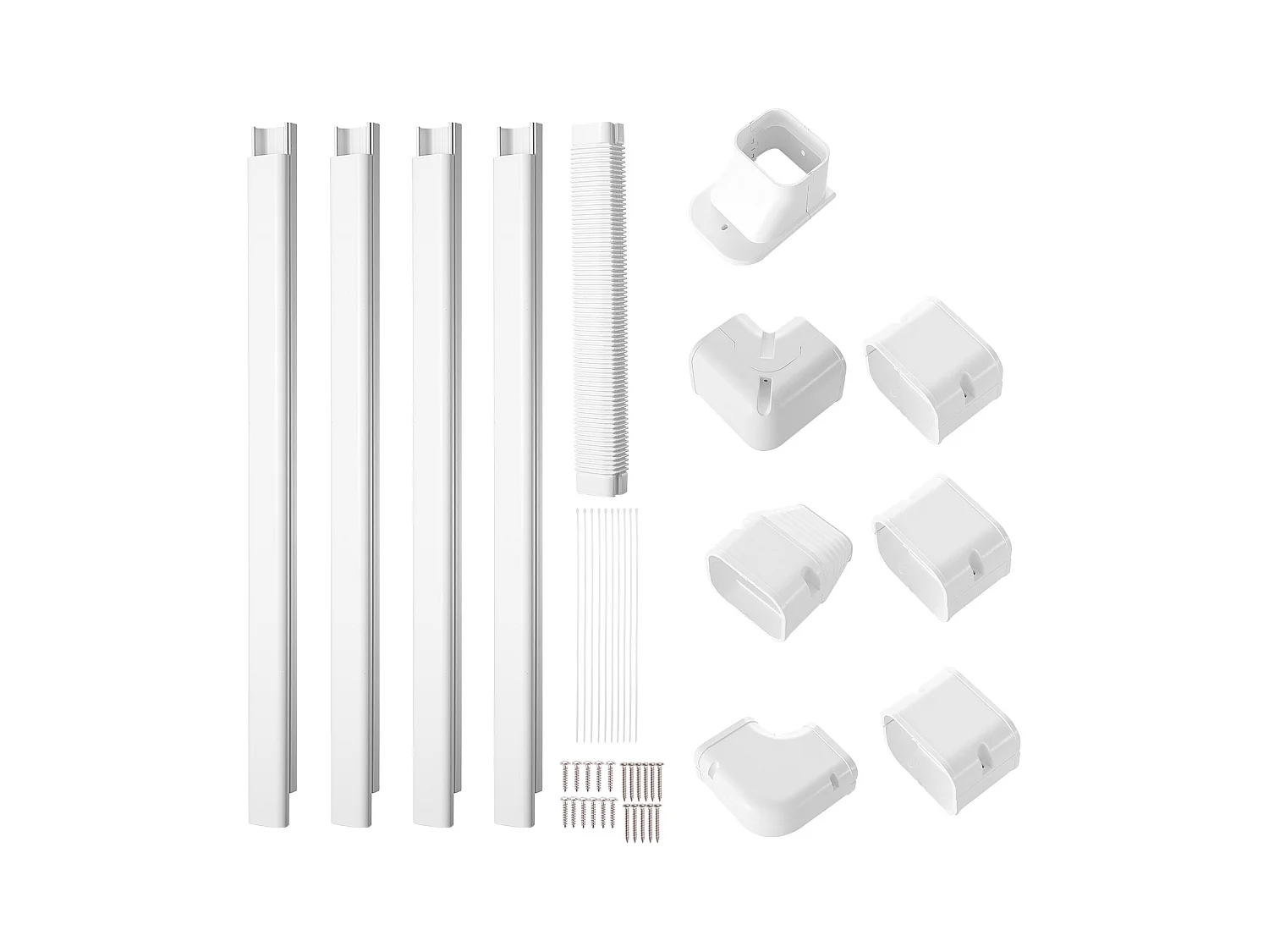 Couvercle de Ligne SucceBuy 7.62cm de Largeur 483 cm pour Mini-Split/Climatiseur, PVC Décoratif pour Climatiseur. 4 Conduits Droits et Composants, Blanc