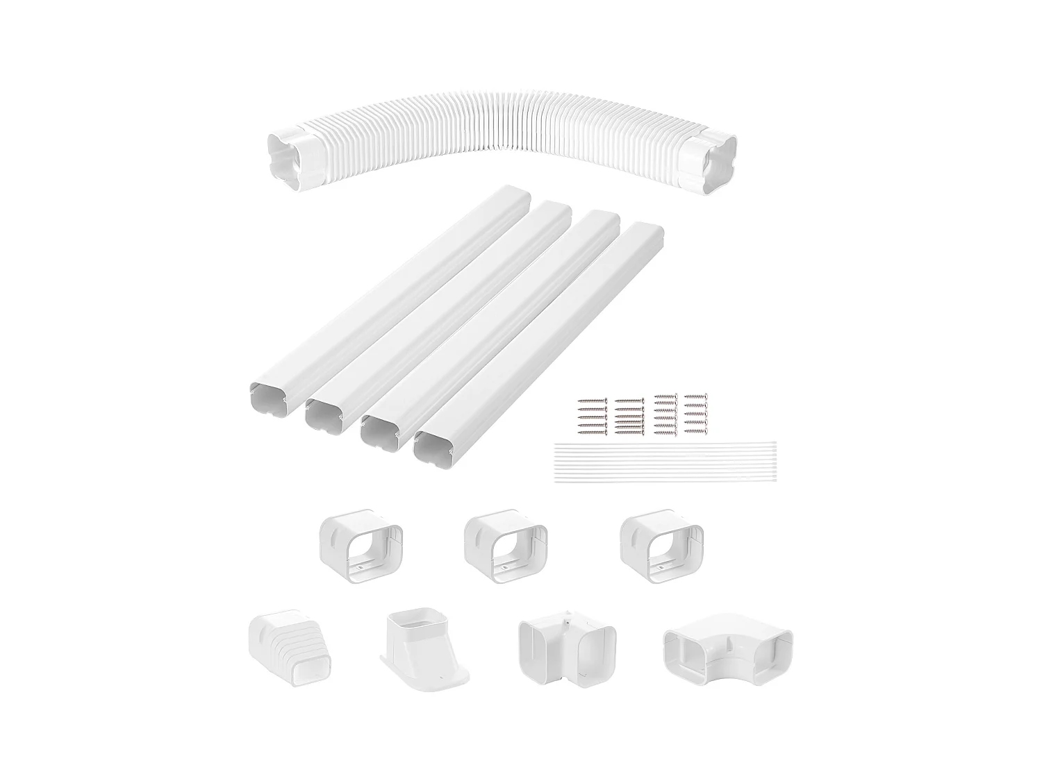 Couvercle de Ligne SucceBuy 7.62cm de Largeur 483 cm pour Mini-Split/Climatiseur, PVC Décoratif pour Climatiseur. 4 Conduits Droits et Composants, Blanc