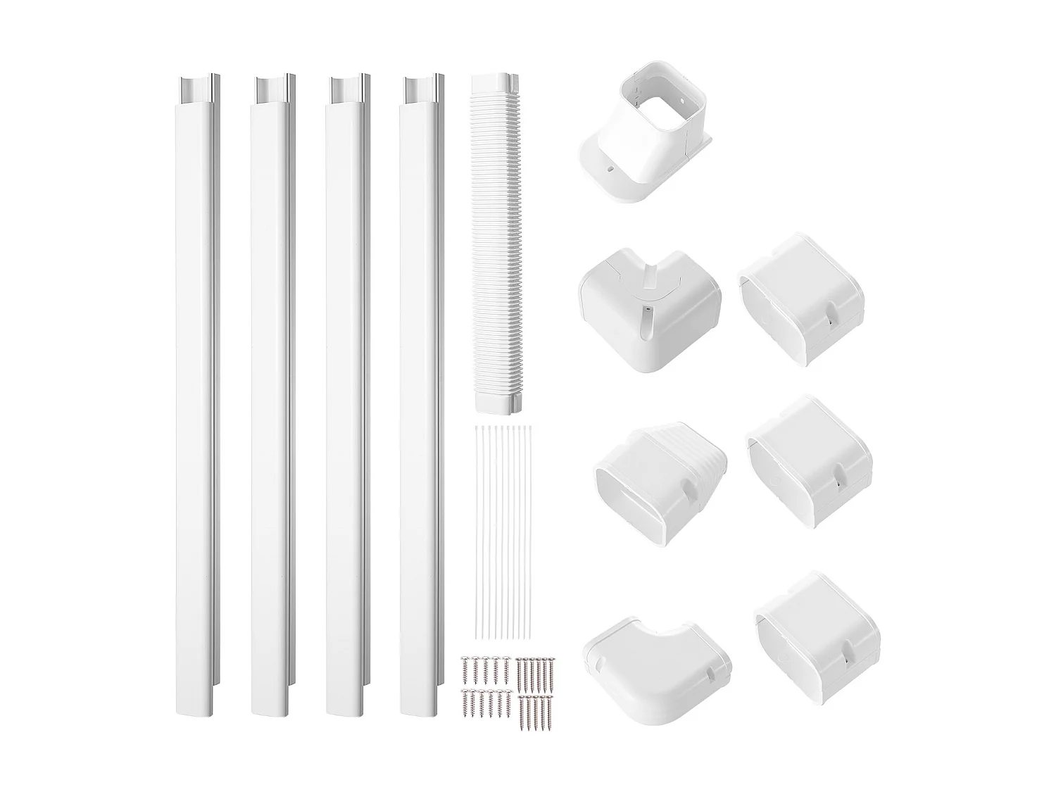 Couvercle de Ligne SucceBuy 7.62cm de Largeur 483 cm pour Mini-Split/Climatiseur, PVC Décoratif pour Climatiseur. 4 Conduits Droits et Composants, Blanc