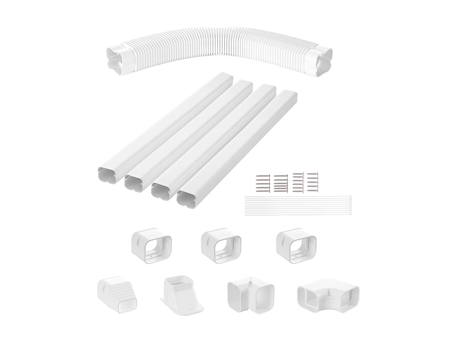 Couvercle de Ligne SucceBuy 7.62cm de Largeur 483 cm pour Mini-Split/Climatiseur, PVC Décoratif pour Climatiseur. 4 Conduits Droits et Composants, Blanc