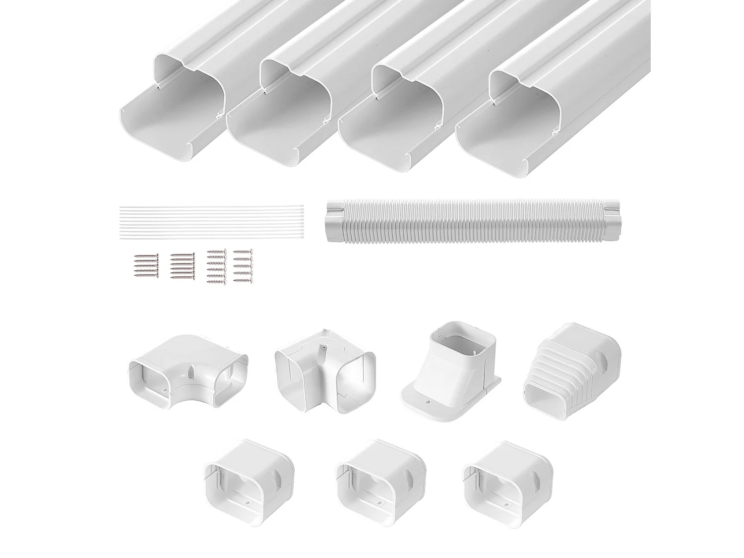 Couvercle de Ligne SucceBuy 7.62cm de Largeur 483 cm pour Mini-Split/Climatiseur, PVC Décoratif pour Climatiseur. 4 Conduits Droits et Composants, Blanc