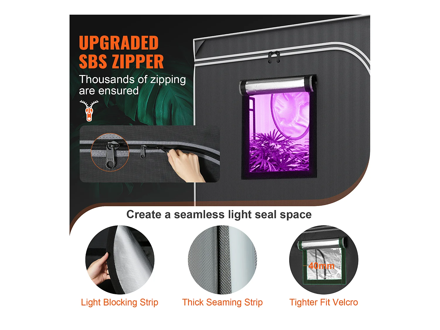 Cultuurtent SucceBuy 152x152x203 cm, Hydroponische Interieur Tent met Venster, Deur en Plattegrond