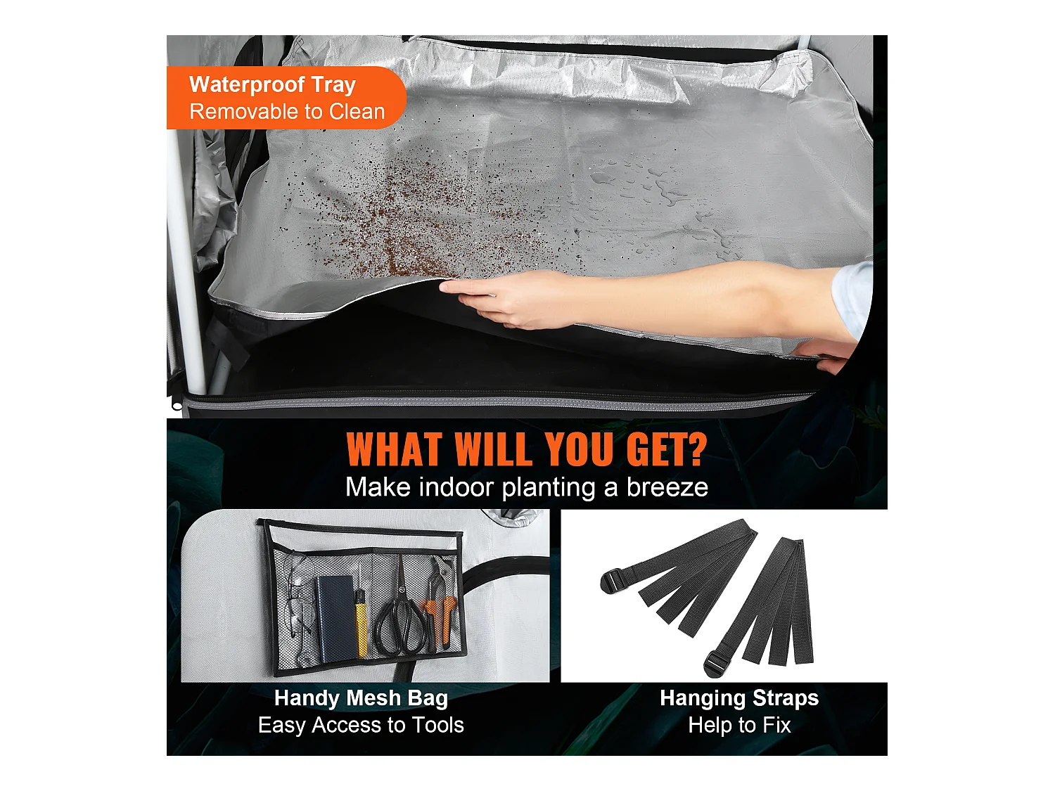 Cultuurtent SucceBuy 152x152x203 cm, Hydroponische Interieur Tent met Venster, Deur en Plattegrond