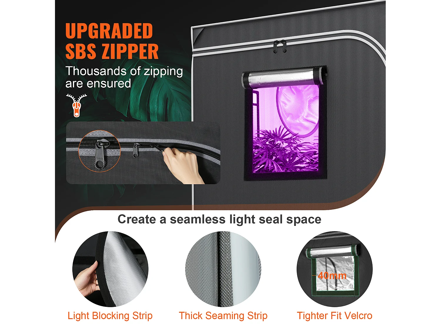 Tente de Culture SucceBuy 152x152x203 cm, Tente Hydroponique d'Intérieur avec Fenêtre, Porte et Plateau