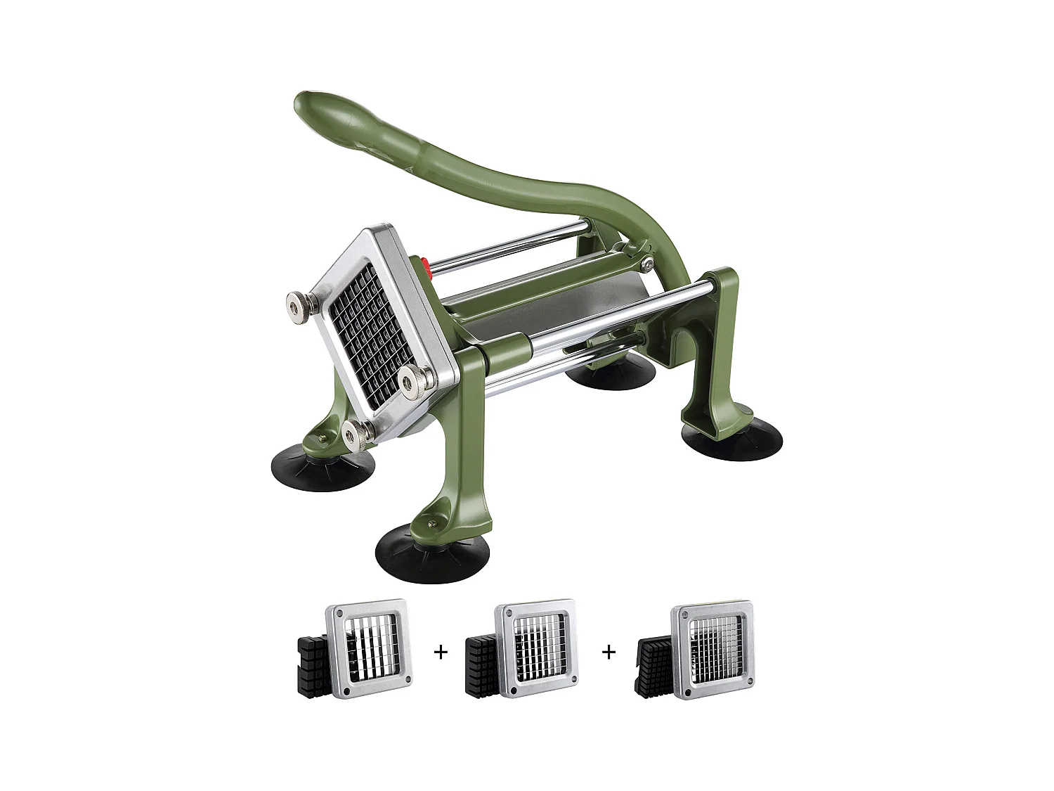 Coupe-frites et Légumes, SucceBuy Coupe-frites, un Hachoir Trancheur en Acier Inoxydable pour Pommes de Terre et Légumes avec 3 Lames