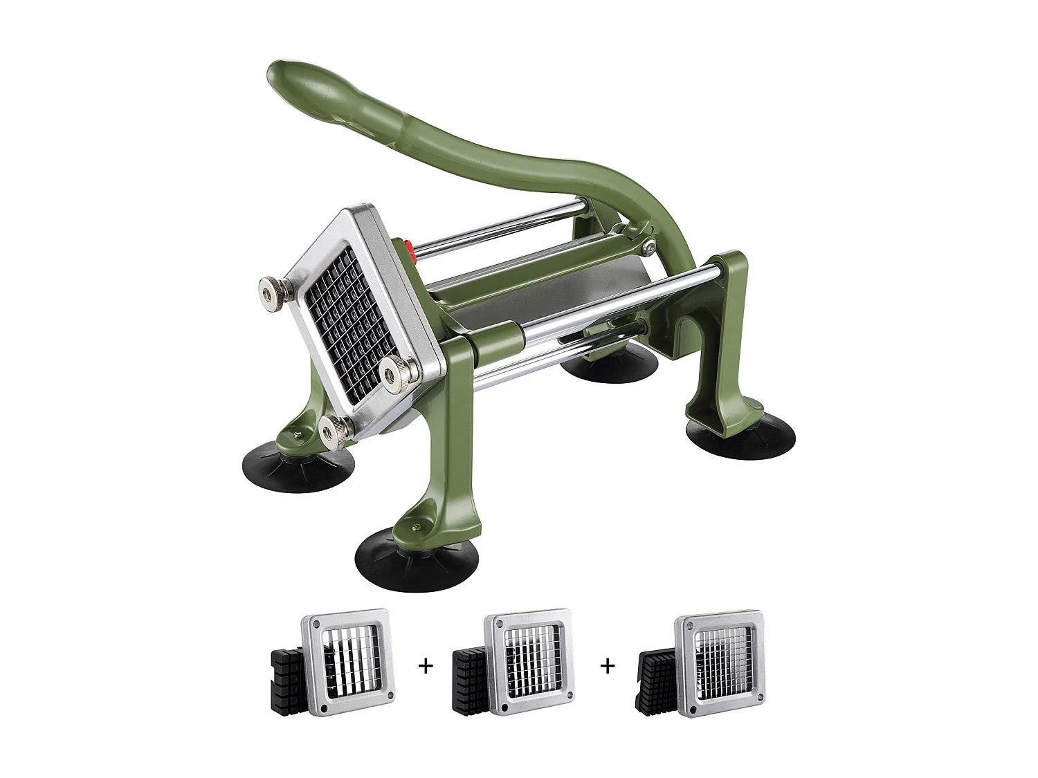 Coupe-frites et Légumes, SucceBuy Coupe-frites, un Hachoir Trancheur en Acier Inoxydable pour Pommes de Terre et Légumes avec 3 Lames