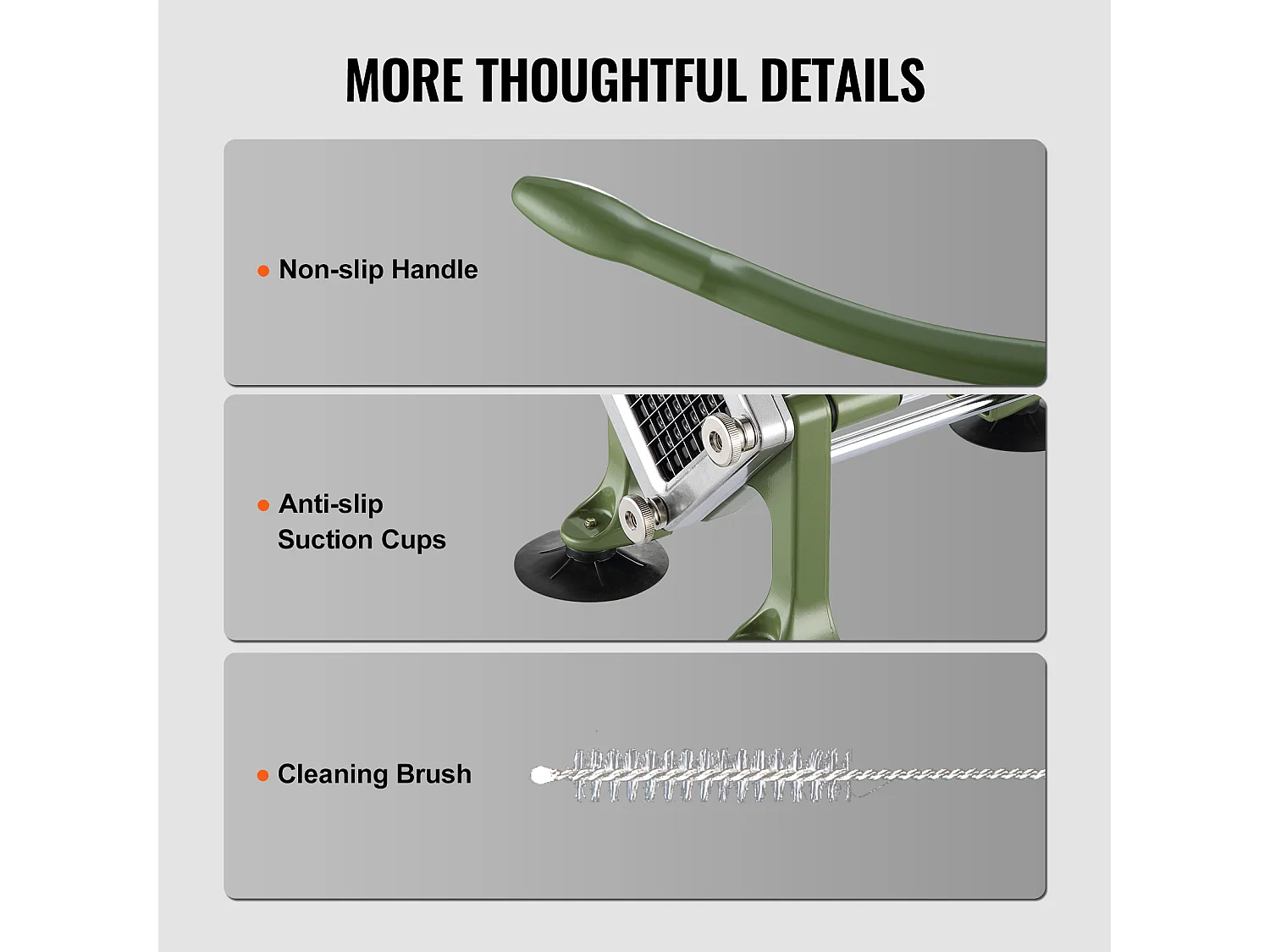 Coupe-frites et Légumes, SucceBuy Coupe-frites, un Hachoir Trancheur en Acier Inoxydable pour Pommes de Terre et Légumes avec 3 Lames