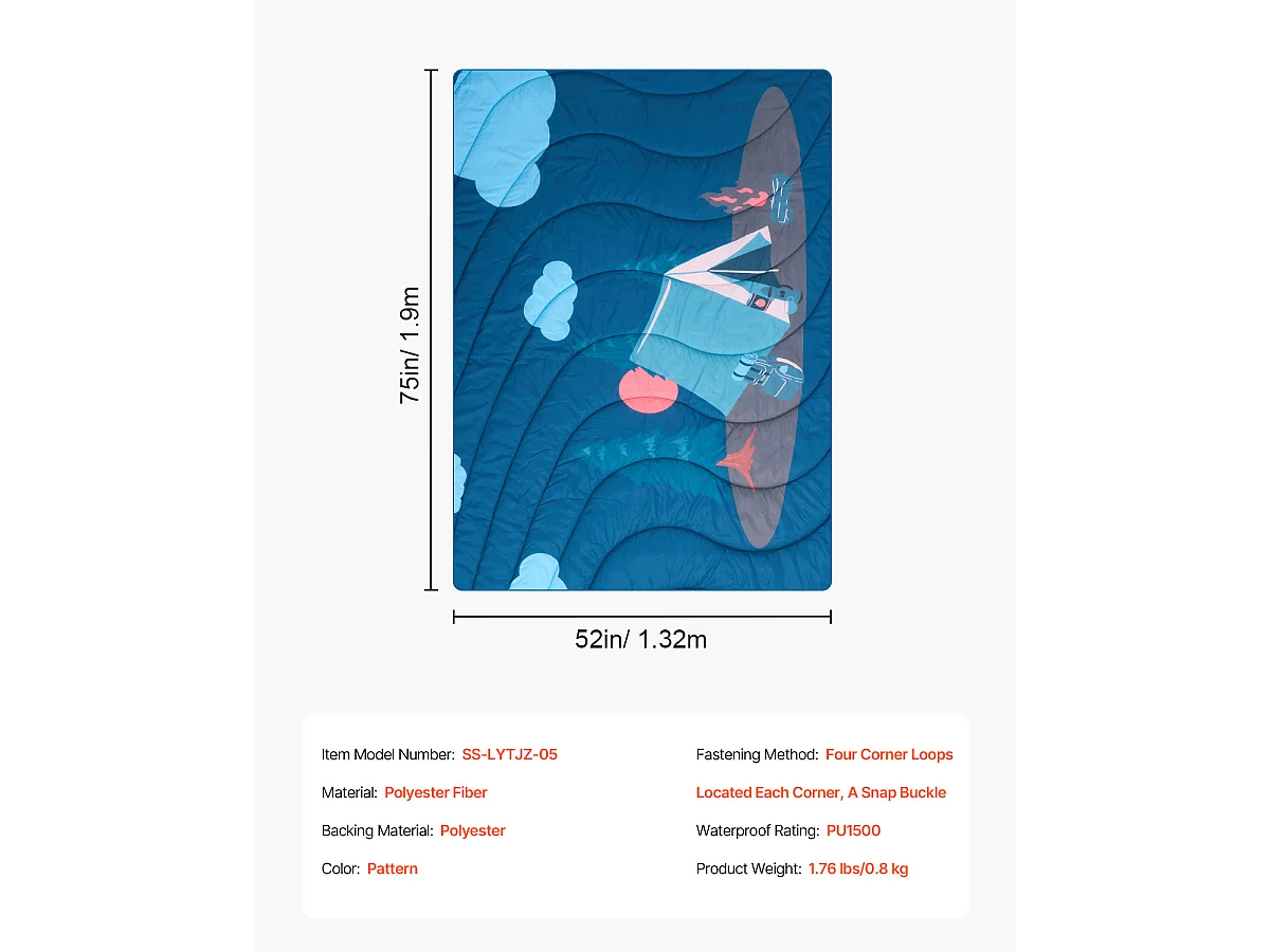 Couverture de Camping SucceBuy Grande Couverture de Camping Imperméable et Polyvalente