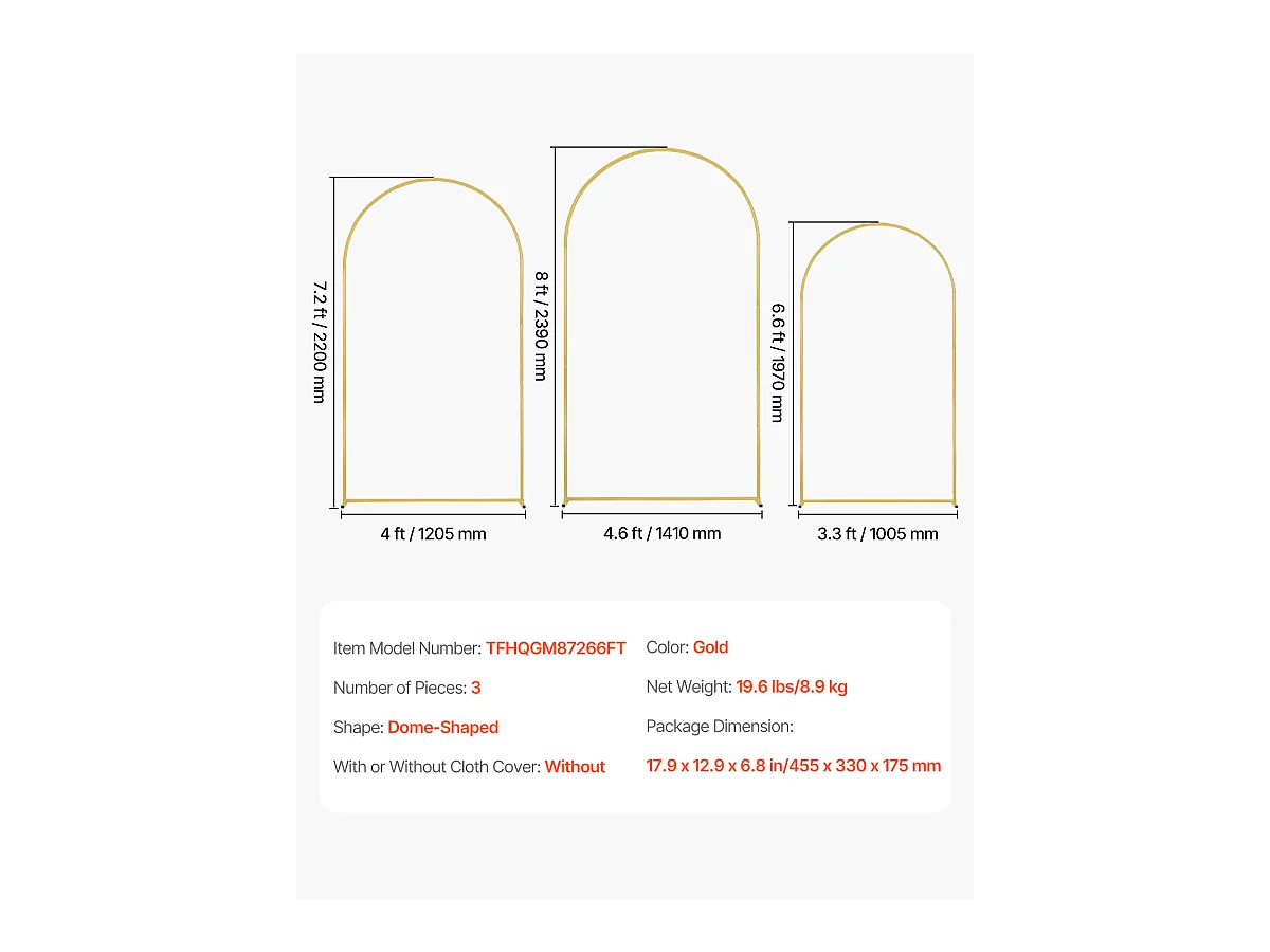 Support de Fond Arche Métallique SucceBuy pour Arche de Mariage, pour Toutes les Occasions, Lot de 3
