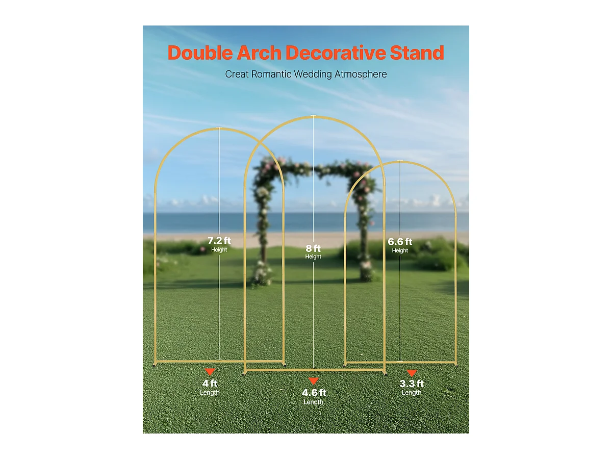 Support de Fond Arche Métallique SucceBuy pour Arche de Mariage, pour Toutes les Occasions, Lot de 3