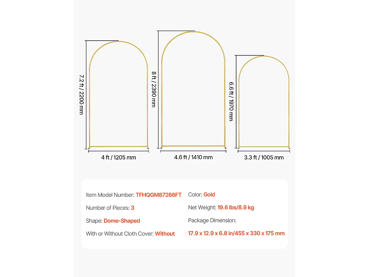 Support de Fond Arche Métallique SucceBuy pour Arche de Mariage, pour Toutes les Occasions, Lot de 3