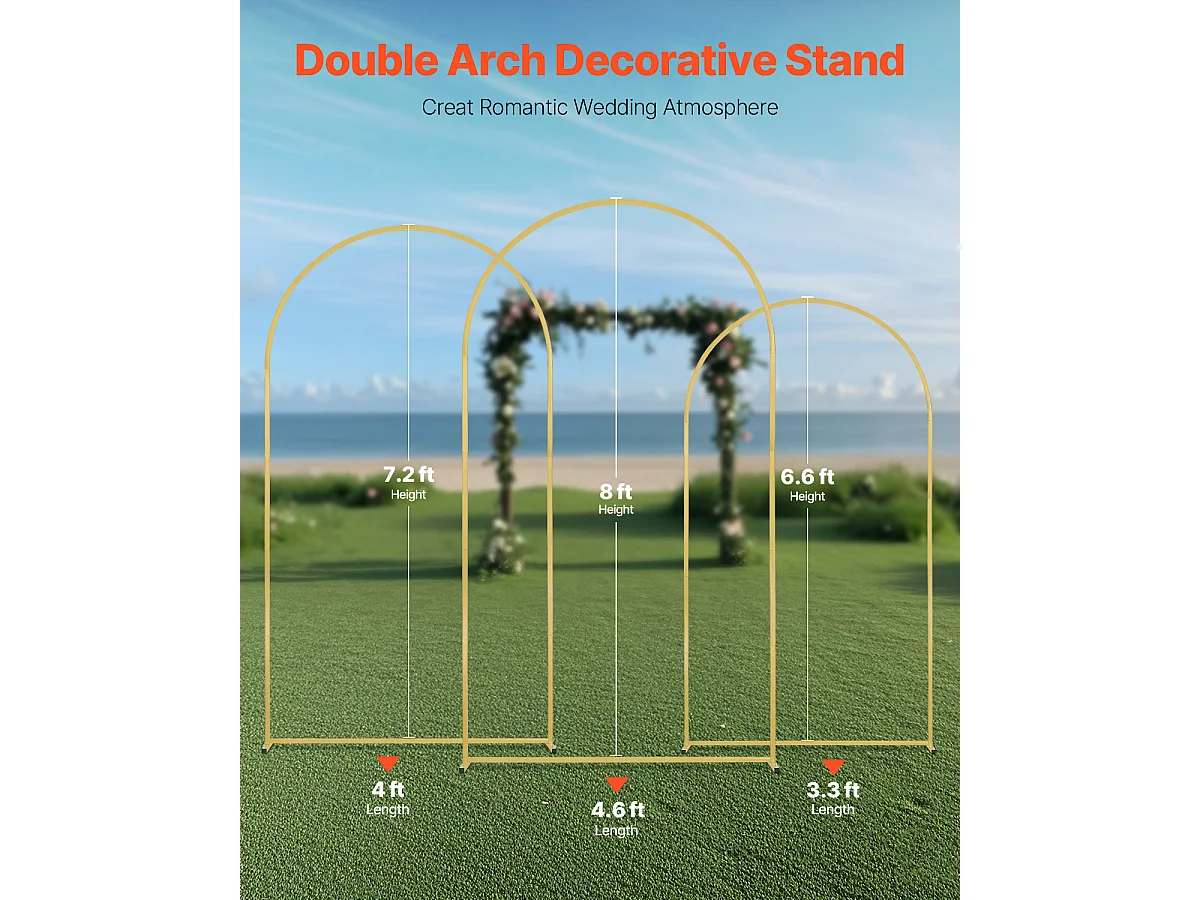 Support de Fond Arche Métallique SucceBuy pour Arche de Mariage, pour Toutes les Occasions, Lot de 3