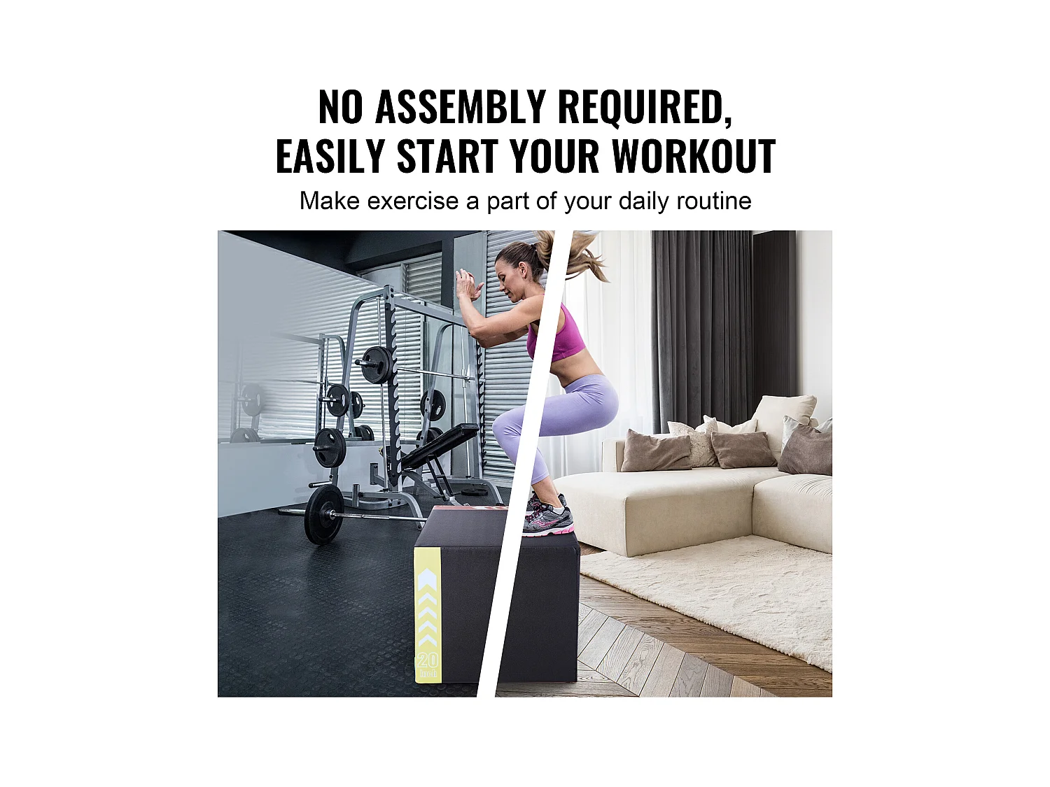 Boîte de Saut Pliométrique SucceBuy, Boîte de Pliométrie 3-en-1, 76/60/50 cm, Charge 200 kg