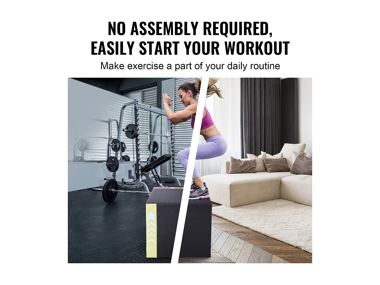 Cassa per Salto Pliometrico SucceBuy, Cassa Pliometrica 3 in 1, 76/60/50 cm, Carica 200 kg