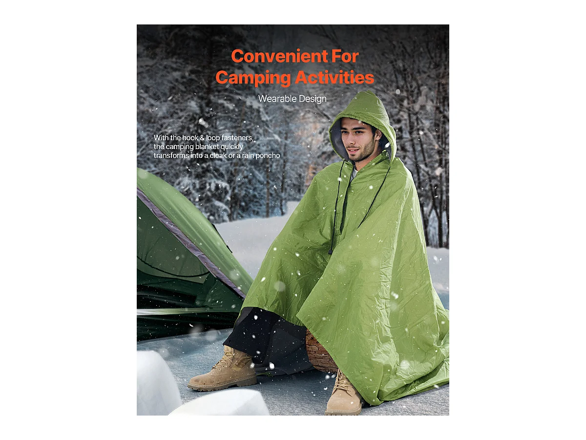 Couverture de Camping SucceBuy,200.66cm x 149.86cm, Portable et Chaude, Choix d'Extérieur en Vert Armée