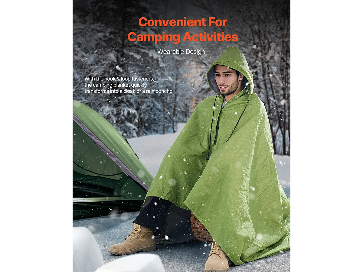 Couverture de Camping SucceBuy,200.66cm x 149.86cm, Portable et Chaude, Choix d'Extérieur en Vert Armée