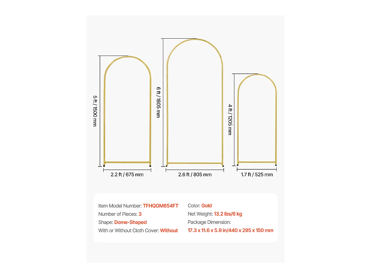 Podstawka z Metalowym Łukiem SucceBuy do Łuku Ślubnego, na Każdą Okazję, Zestaw 3 Sztuk