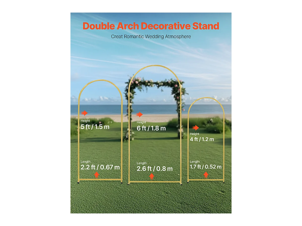 Podstawka z Metalowym Łukiem SucceBuy do Łuku Ślubnego, na Każdą Okazję, Zestaw 3 Sztuk