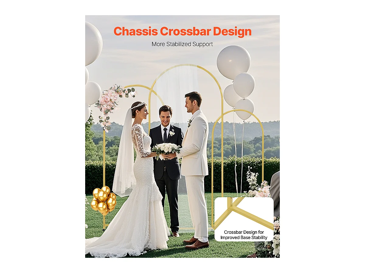 Podstawka z Metalowym Łukiem SucceBuy do Łuku Ślubnego, na Każdą Okazję, Zestaw 3 Sztuk