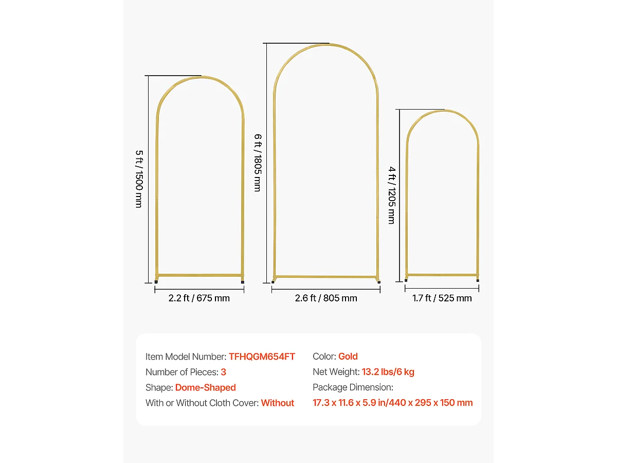 Support de Fond Arche Métallique SucceBuy pour Arche de Mariage, pour Toutes les Occasions, Lot de 3