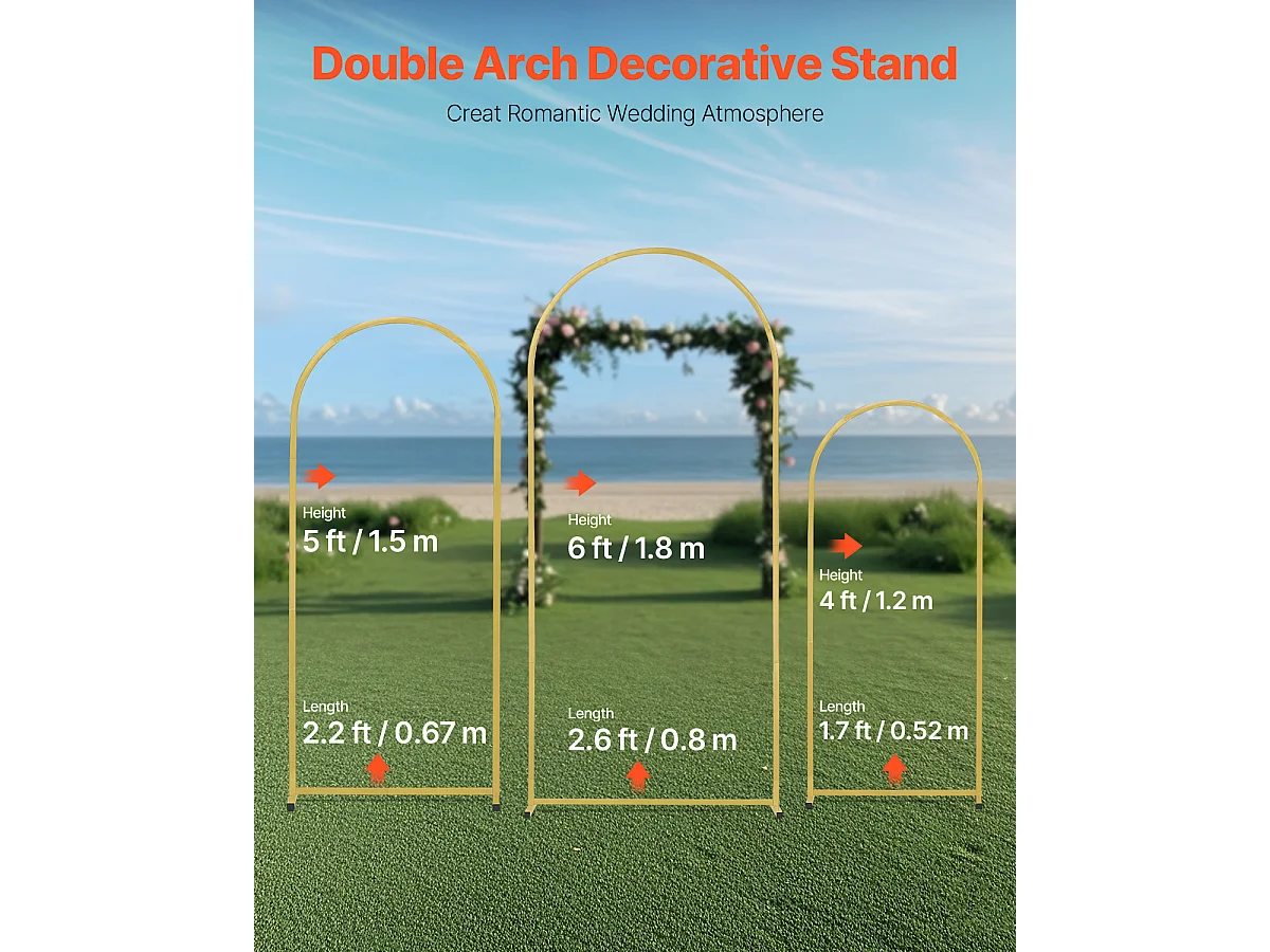 Support de Fond Arche Métallique SucceBuy pour Arche de Mariage, pour Toutes les Occasions, Lot de 3